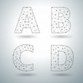 Vector mesh stylish alphabet letters A B C D