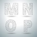 Vector mesh stylish alphabet letters M N O P Royalty Free Stock Photo