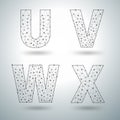 Vector mesh stylish alphabet letters U V W X Royalty Free Stock Photo