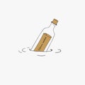 Vector of message bottle floating