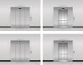 Vector metal elevator outside and inside on a white wall background. Modern steel elevatore 3d. EPS 10 Royalty Free Stock Photo