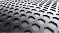 Vector metal hexagonal grid background, with a black metal texture and geometric hexagonal pattern for design use. Royalty Free Stock Photo