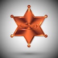 Vector metal sheriff star isolated on white background. vector six-pointed star Royalty Free Stock Photo
