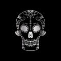 Vector metal sugar skull with floral pattern on black background Royalty Free Stock Photo