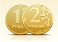 Vector metallic Russian coin ruble