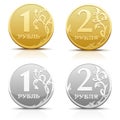 Vector metallic Russian coin ruble
