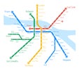 Vector Metro map with river. Abstract product advertising templa