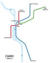 Vector metro, subway map of the Egyptian capital Cairo