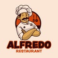 Mexican Chef Cartoon Logo Vintage Retro Royalty Free Stock Photo