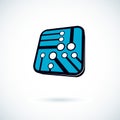 Vector microchip design, cpu. Information communication technology element, circuit board in square shape. Microprocessor scheme Royalty Free Stock Photo