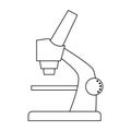 Vector microscope icon outline. Medical or chemistry equipment line art picture isolated on white background. Healthcare, research