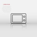 Vector microwave icon in flat style. Microwave oven sign illustration pictogram. Stove business concept