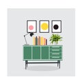 Mid century modern furniture set collection.vector illustration 1950 1960. interior design drawing.