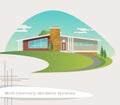 Vector of mid century modern style house