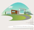 Vector of mid century modern style house