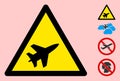 Vector Military Airplane Warning Triangle Sign Icon Royalty Free Stock Photo