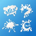 Vector milk blot icons, logo and design elements set.