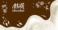 Vector Milk Chocolate Background, Milky Waves and Splashes on the Brown Choco Backdrop.