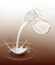 Vector Milk Chocolate Splash Stream Flow from Glass Jug Royalty Free Stock Photo