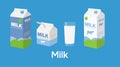 Vector Milk Illustration. Set of milk in different packages