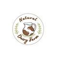 Vector milk jug icon. The logo of the dairy product, the emblem in the old style.