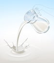 Vector Milk Splash Stream Flow from Glass Jug Background Royalty Free Stock Photo