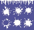 Vector milk, yogurt, cream blots with splashes drops