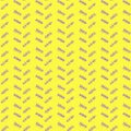 Vector mimicking folk herringbone stitching repeat seamless pattern. Purple hand drawn tribal lines and stripes, on yellow