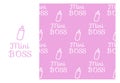 Vector Mini BOSS. Seamless repeating pattern isolated on pink background. Royalty Free Stock Photo