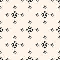 Vector minimal background. Simple monochrome geometric floral seamless pattern. Black and white repeated design Royalty Free Stock Photo
