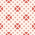 Vector minimal floral seamless pattern. Simple red and beige geometric texture Royalty Free Stock Photo