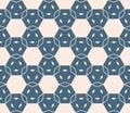 Vector minimal geometric seamless pattern with hexagons, grid. Blue and beige Royalty Free Stock Photo