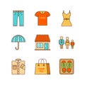 Vector minimal lineart clothes shopping iconset