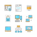 Vector minimal lineart computers and programming iconset Royalty Free Stock Photo