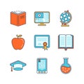 Vector minimal lineart flat education iconset