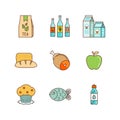 Vector minimal lineart flat food iconset Royalty Free Stock Photo