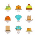 Vector minimal lineart flat headwear iconset