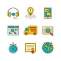 Vector minimal lineart flat mobile tech icon set Royalty Free Stock Photo