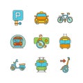 Vector minimal lineart flat public transport iconset