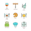 Vector minimal lineart flat restaurant iconset