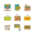 Vector minimal lineart flat shopping icon set Royalty Free Stock Photo