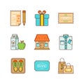 Vector minimal lineart flat shopping icons set