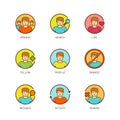 Vector minimal lineart flat social network icon set