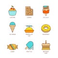 Vector minimal lineart flat sweet food iconset Royalty Free Stock Photo