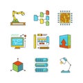 Vector minimal lineart flat technology iconset