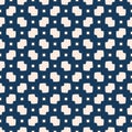 Vector minimal seamless pattern. Abstract dark blue and beige geometric texture Royalty Free Stock Photo
