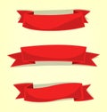 Vector minimalist cartoon flag banner ribbon template in casual red collection set