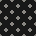 Vector minimalist floral geometric seamless pattern. Black and white. Pixel art Royalty Free Stock Photo