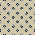 Vector minimalist geometric floral seamless pattern. Gold and dark blue color Royalty Free Stock Photo