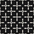 Simple vector monochrome geometric seamless pattern with circles, crosses, dots